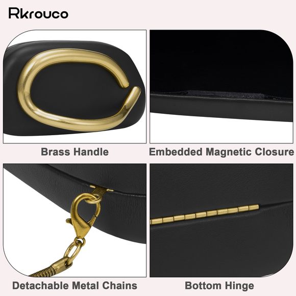 PU Leather Evening Clutch with Chain - Picture 6 of 7